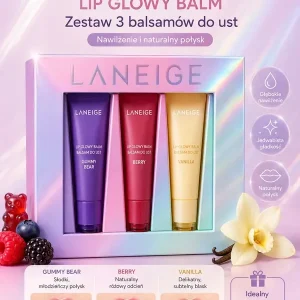 Wysoka jakość LANEIGE Lip Glowy Balm zestaw 3 balsamów do ust z naturalnym połyskiem