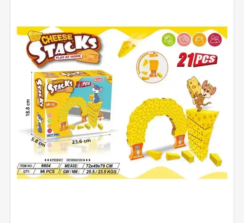 Popularny Klocki Cheese Stacks 21 szt. żółte klocki serowe